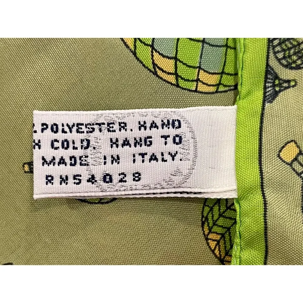 Vintage Old Navy Green Square Scarf, Hot Air Balloon Print, Italy, 17.5